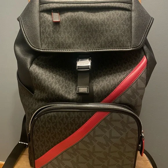 Michael Kors Black and Red Men's Backpack - Picture 3 of 7